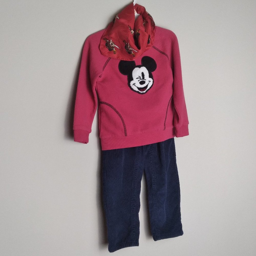 3pc Mickey Izod Outfit (3T Boy), red sweater, navy corduroy pant
